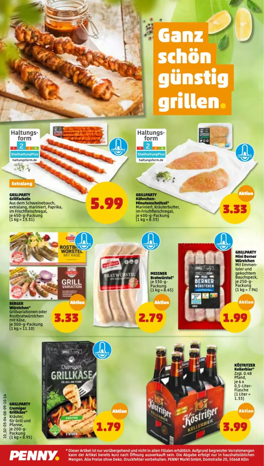 Aktueller Prospekt Penny - Prospekte - von 30.05 bis 04.06.2022 - strona 12 - produkty: Bau, bier, butter, eis, elle, flasche, fleisch, grill, grillfackeln, kellerbier, köstritzer, kräuter, kräuterbutter, minutenschnitzel, paprika, pfanne, regal, schnitzel, schwein, schweine, Schweinebauch, Speck, wein, weine, würstchen