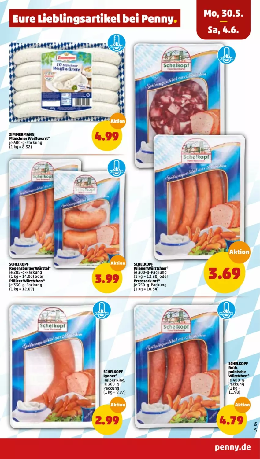 Aktueller Prospekt Penny - Prospekte - von 30.05 bis 04.06.2022 - strona 19 - produkty: burger, lyoner, regensburger, ring, Weißwurst, wiener, wiener würstchen, wurst, würstchen, Yo