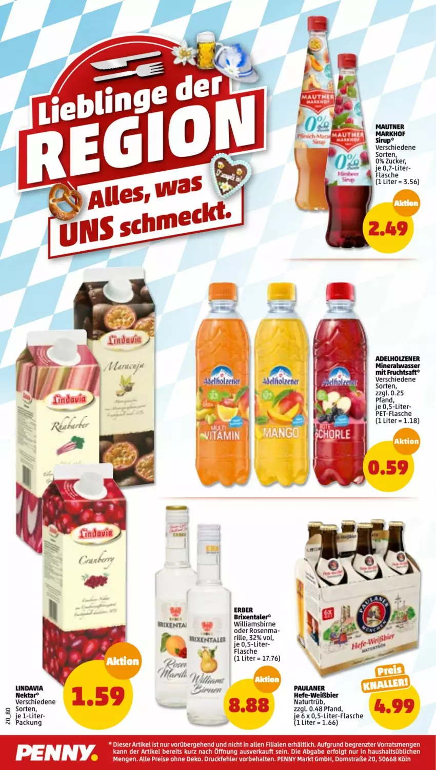 Aktueller Prospekt Penny - Prospekte - von 30.05 bis 04.06.2022 - strona 20 - produkty: adelholzener, Alwa, bier, eis, flasche, frucht, fruchtsaft, Hefe, Holz, LG, Mautner, mineralwasser, mit frucht, natur, Nektar, Paula, paulaner, pet-flasche, reis, rosen, saft, sirup, Ti, wasser, ZTE, zucker