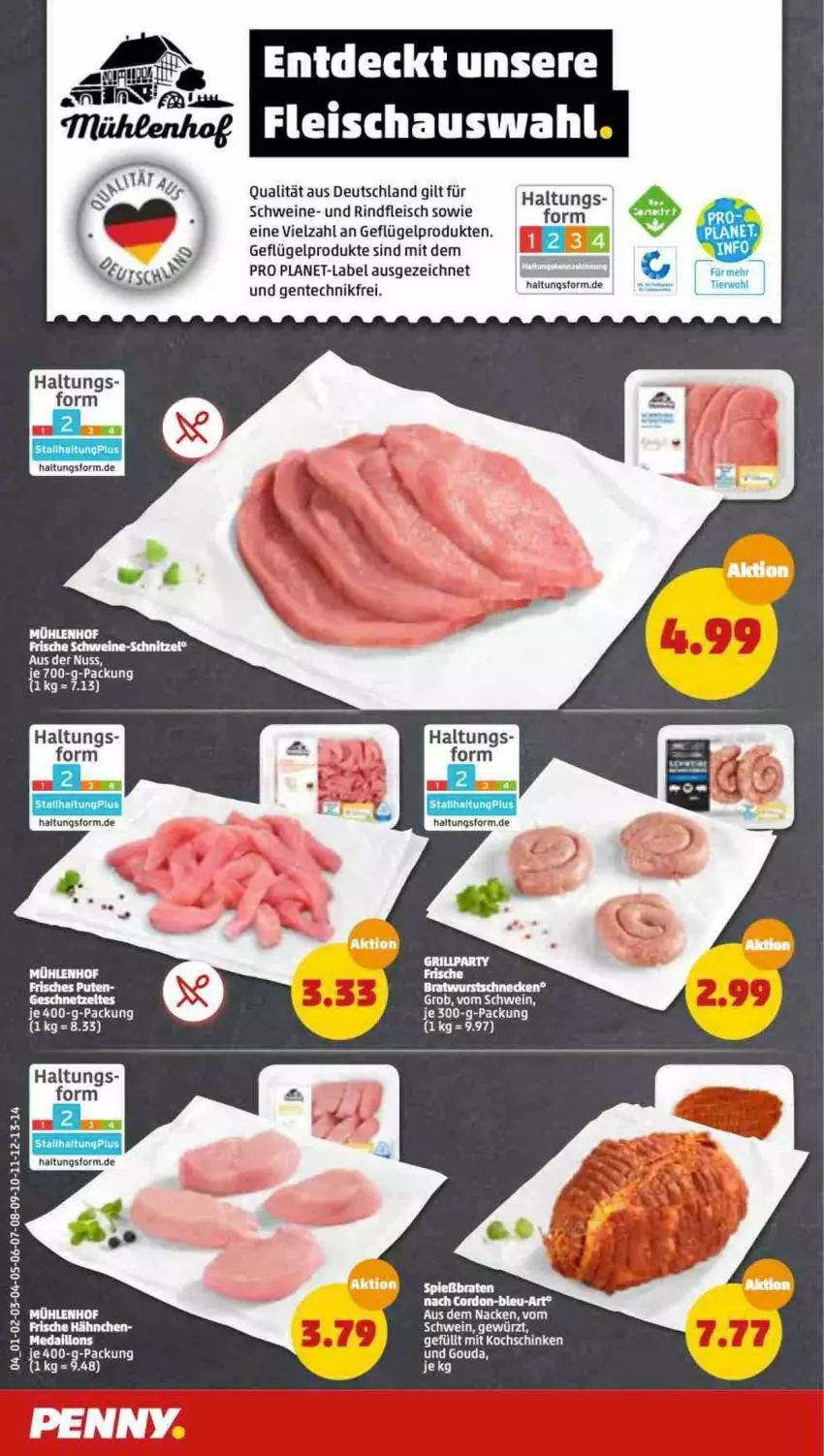 Aktueller Prospekt Penny - Prospekte - von 30.05 bis 04.06.2022 - strona 4 - produkty: eis, ente, fleisch, Frische Hähnchen, Geflügel, geflügelprodukte sind mit dem, gouda, kochschinken, medaillons, rind, rindfleisch, schinken, schnitzel, schwein, schweine, schweine-schnitzel, Ti, wein, weine