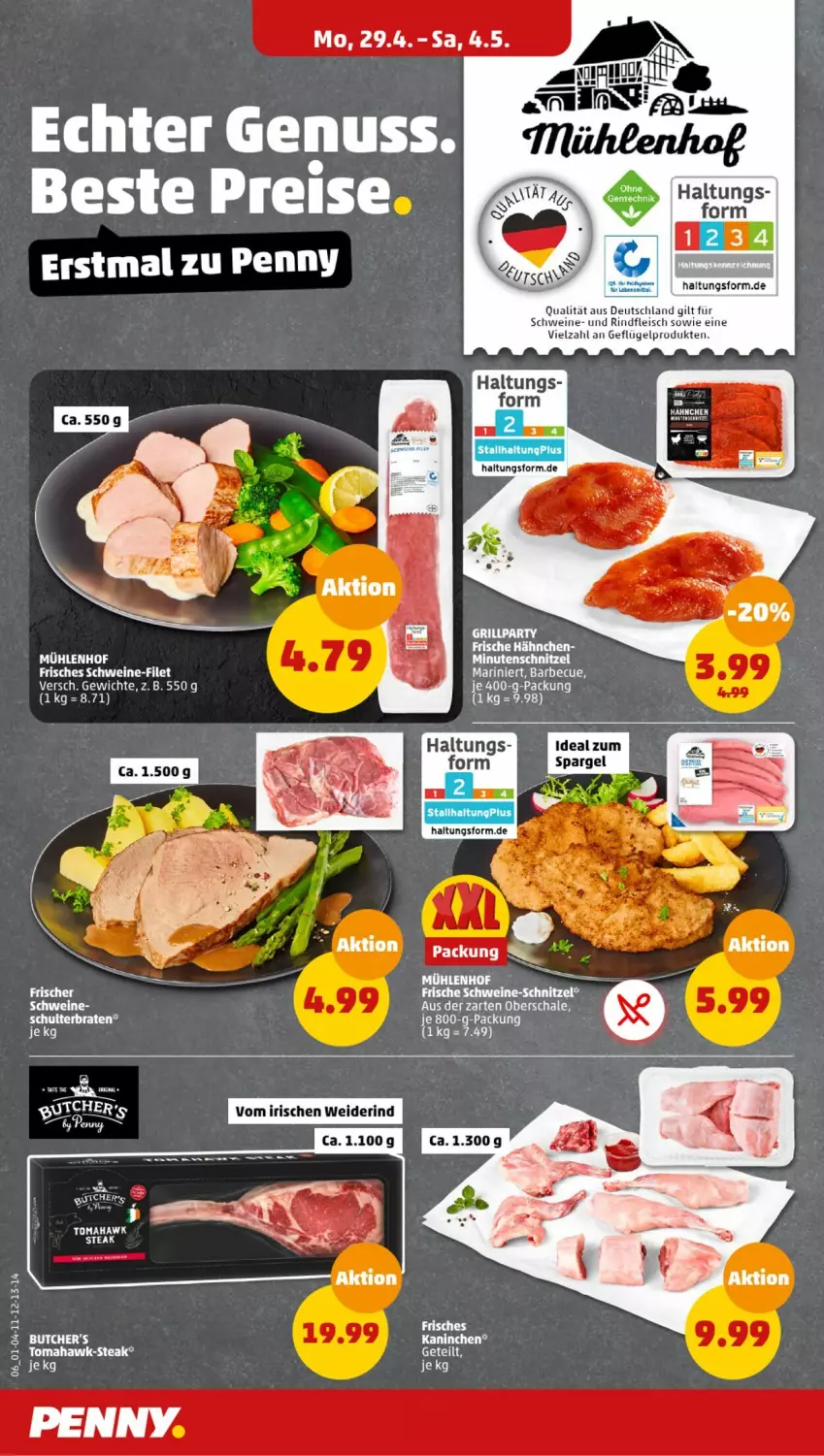 Aktueller Prospekt Penny - Prospekte - von 29.04 bis 04.05.2024 - strona 6 - produkty: barbecue, eis, filet, fleisch, Frische Hähnchen, Geflügel, grill, minutenschnitzel, rind, rindfleisch, Schal, Schale, schnitzel, schwein, schweine, schweine-filet, spargel, steak, Ti, wein, weine