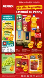 Gazetka promocyjna Penny - Prospekte - Gazetka - ważna od 04.05 do 04.05.2024 - strona 1 - produkty: angebot, angebote, coca-cola, cola, dallmayr, eis, elle, ente, erfrischungsgetränk, fanta, fanta oder, fanta oder sprite, getränk, gin, kaffee, Käse, käsescheiben, leerdammer, obst, Obst und Gemüse, oder sprite, pringles, prodomo, reis, ring, Schal, Schale, sprite, tafeltrauben, Ti, trauben, und gemüse, ZTE