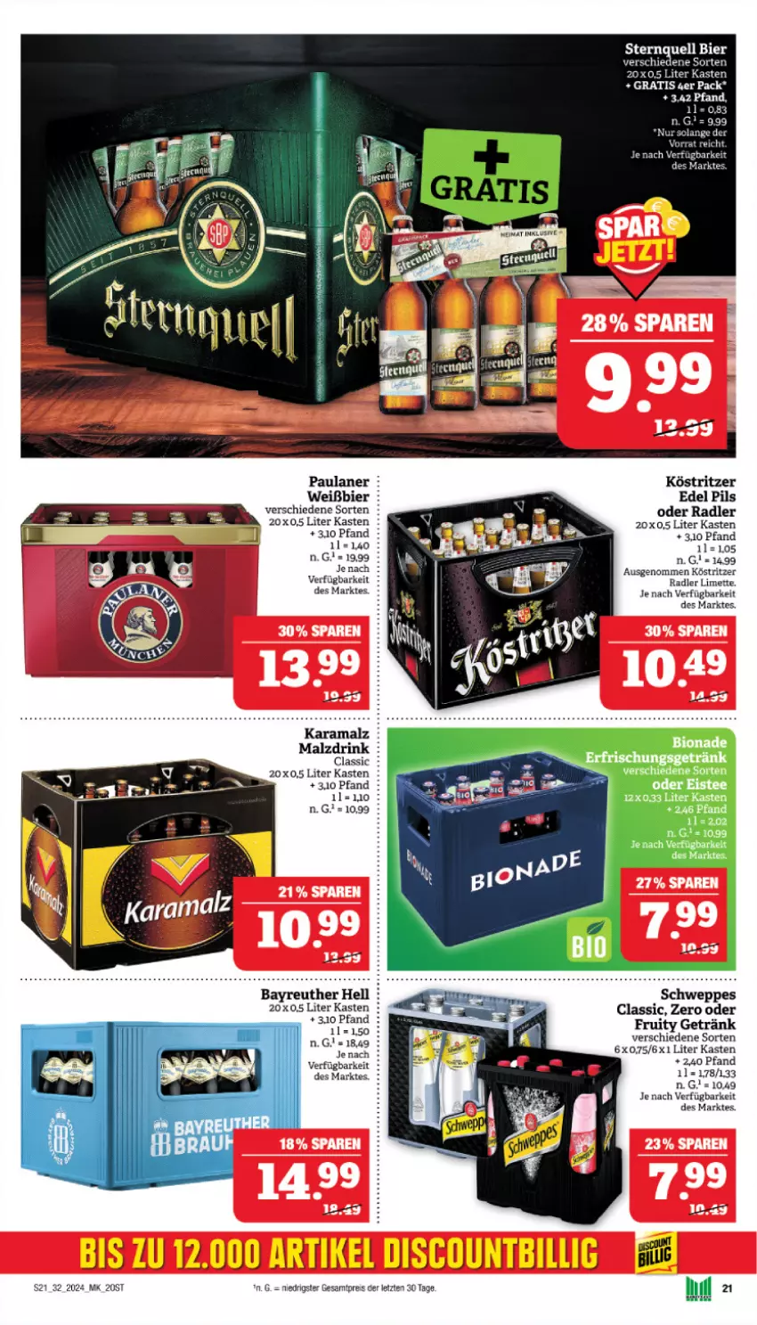 Aktueller Prospekt Marktkauf - Prospekt - von 04.08 bis 10.08.2024 - strona 21 - produkty: bier, bio, bionade, eis, eistee, getränk, köstritzer, limette, Mett, oder radler, Paula, paulaner, pils, radler, reis, tee, Ti, ZTE