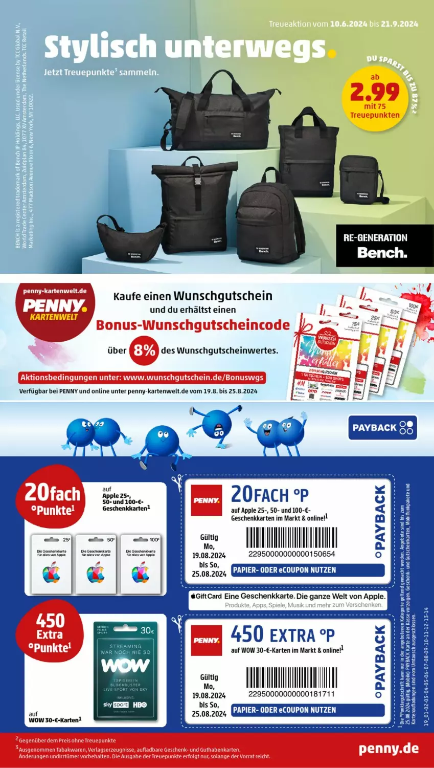 Aktueller Prospekt Penny - Prospekte - von 19.08 bis 24.08.2024 - strona 13 - produkty: Apple, coupon, gutschein, papier, payback, Ti