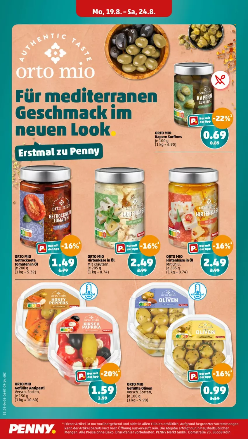 Aktueller Prospekt Penny - Prospekte - von 19.08 bis 24.08.2024 - strona 16 - produkty: antipasti, asti, chili, eis, hirtenkäse, Käse, kräuter, kräutern, LG, mac, olive, oliven, reis, Surf, Ti, tomate, tomaten, ZTE