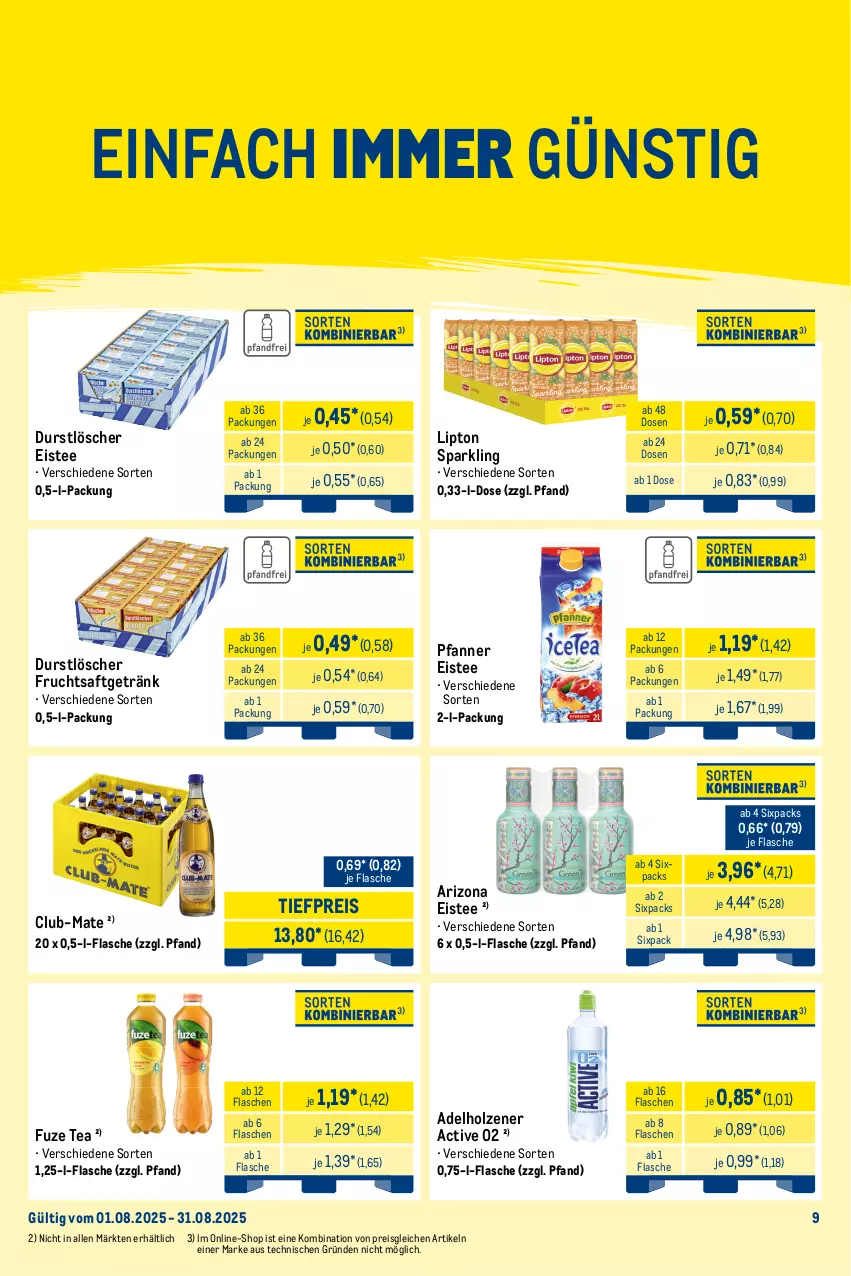 Aktueller Prospekt Metro - Wochen-Angebote Händler - von 18.08 bis 23.08.2025 - strona 16 - produkty: adelholzener, durstlöscher, eis, eistee, flasche, frucht, fruchtsaft, fruchtsaftgetränk, fuze tea, getränk, Holz, lipton, pfanne, Pfanner, reis, saft, tee, Ti, tiefpreis