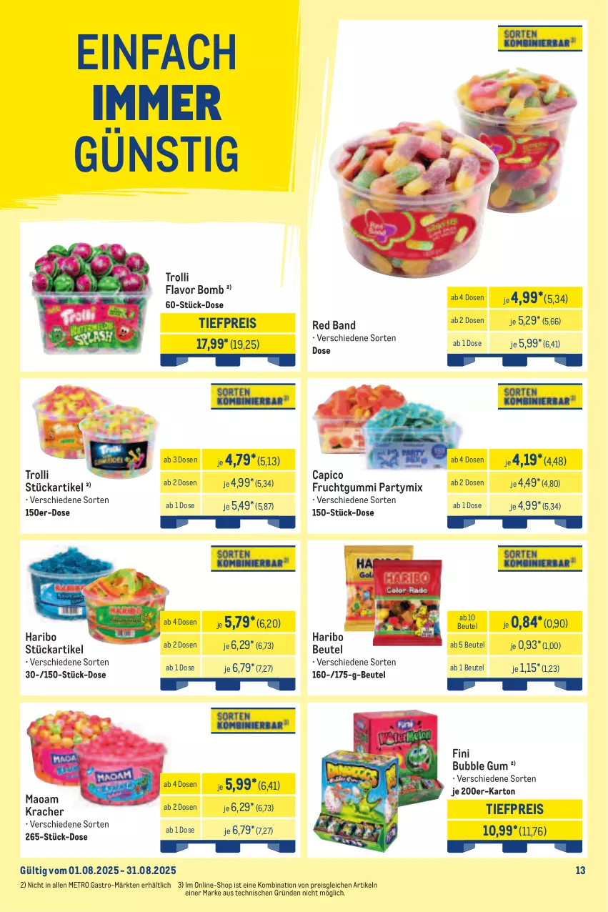 Aktueller Prospekt Metro - Wochen-Angebote Händler - von 18.08 bis 23.08.2025 - strona 20 - produkty: beutel, Cap, eis, frucht, fruchtgummi, haribo, kracher, maoam, Metro, metro gastro, reis, Ti, tiefpreis, trolli