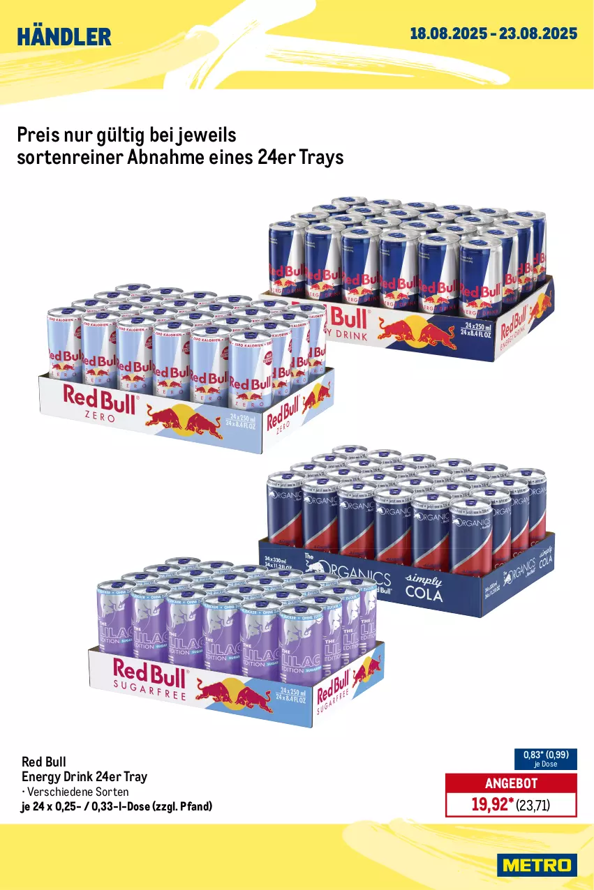 Aktueller Prospekt Metro - Wochen-Angebote Händler - von 18.08 bis 23.08.2025 - strona 4 - produkty: angebot, bier, drink, eis, energy drink, flasche, getränk, getränke, jever, krombache, krombacher, Palette, red bull, reis, Ti, tiefpreis