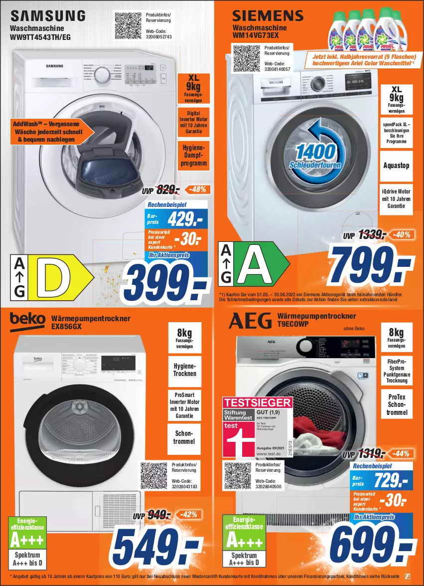 Aktueller Prospekt Expert Bonn - Prospekte - von 21.05 bis 27.05.2022 - strona 12 - produkty: addwash, aktionspreis, angebot, aqua, aquastop, ariel, eis, flasche, mastercard, preisvorteil, Protex, reis, rum, siemens, spee, Spektrum, Ti, Trockner, trommel, wärmepumpentrockner, waschmaschine, waschmittel