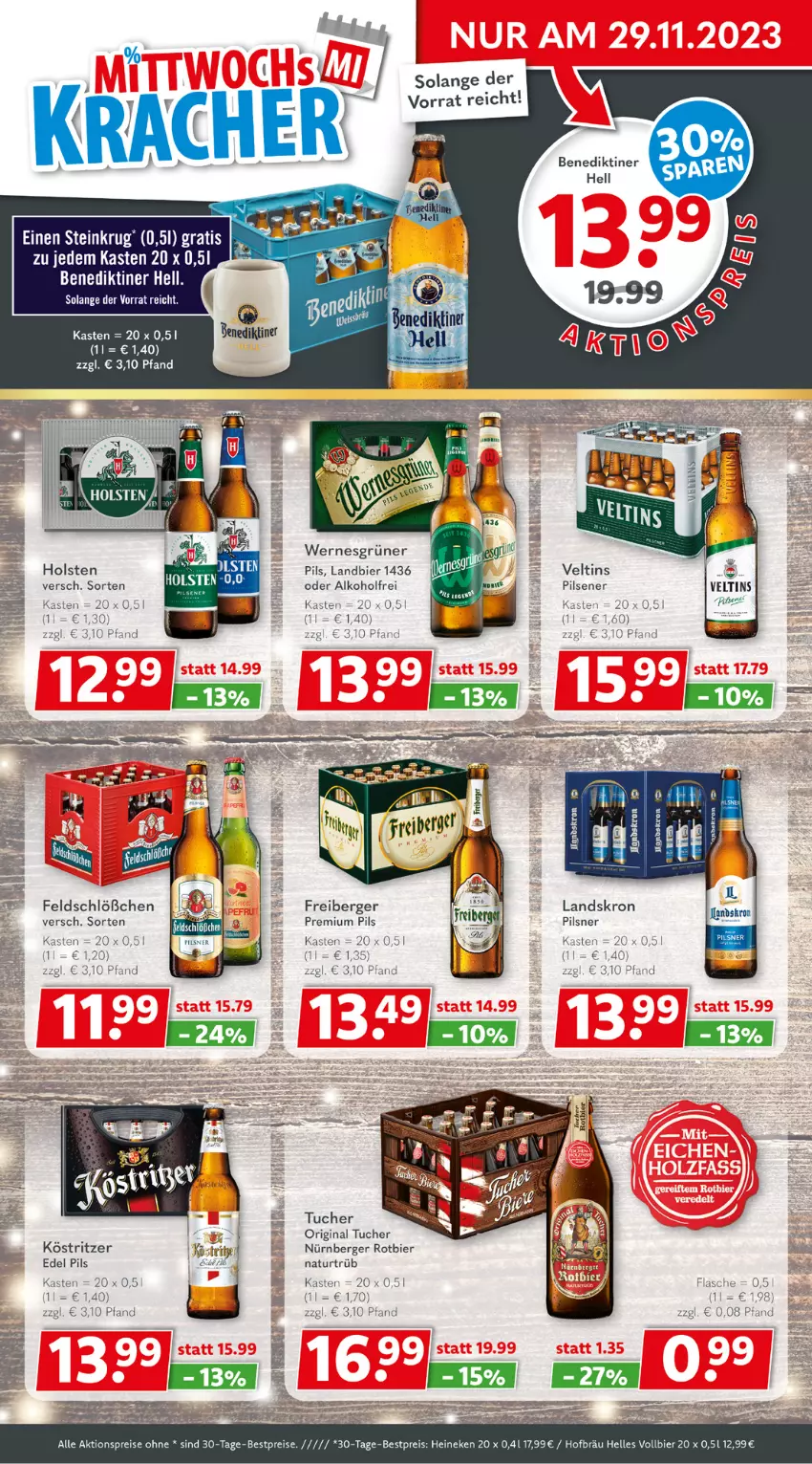 Aktueller Prospekt Getraenkeland - von 27.11 bis 09.12.2023 - strona 2 - produkty: aktionspreis, alkohol, Benediktiner, Berger, bestpreis, bestpreise, bier, eis, elle, flasche, Freiberger, gin, heineken, holsten, köstritzer, natur, nürnberger, pils, pilsener, pilsner, premium pils, reis, Ti, tuc, Tucher, veltins