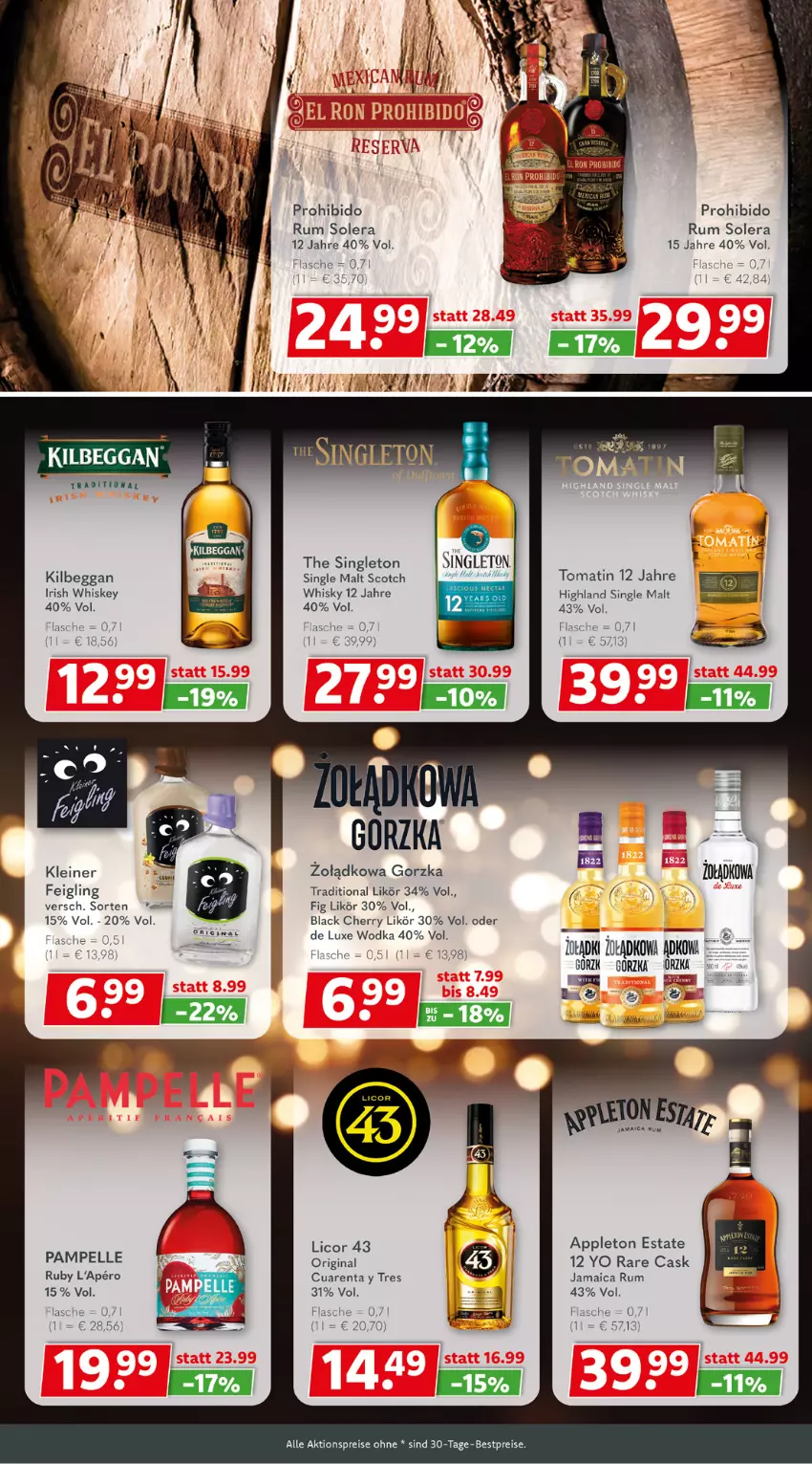 Aktueller Prospekt Getraenkeland - von 27.11 bis 09.12.2023 - strona 7 - produkty: aktionspreis, Apple, bestpreis, bestpreise, eis, elle, flasche, gin, irish whiskey, kilbeggan, lack, leine, licor, licor 43, likör, reis, rum, scotch, single malt, Ti, Tomatin, whiskey, whisky, wodka, Yo