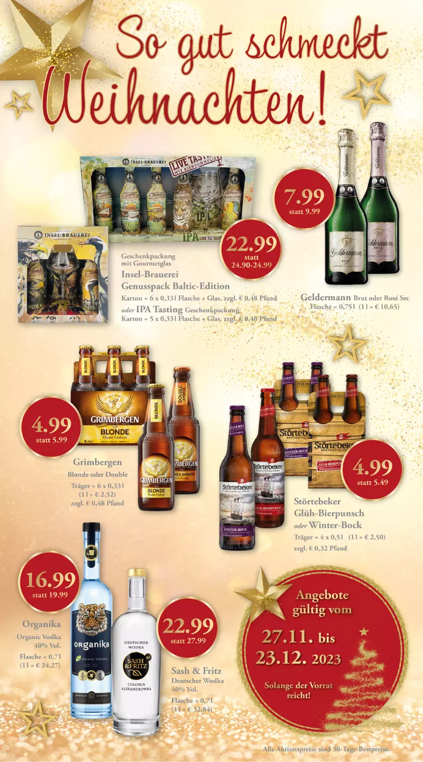 Aktueller Prospekt Getraenkeland - von 27.11 bis 09.12.2023 - strona 8 - produkty: aktionspreis, alexa, asti, auer, bestpreis, bestpreise, bier, brut, eis, flasche, fritz, geldermann, geschenkpackung, nuss, reis, störtebeker, Ti, vodka, wodka