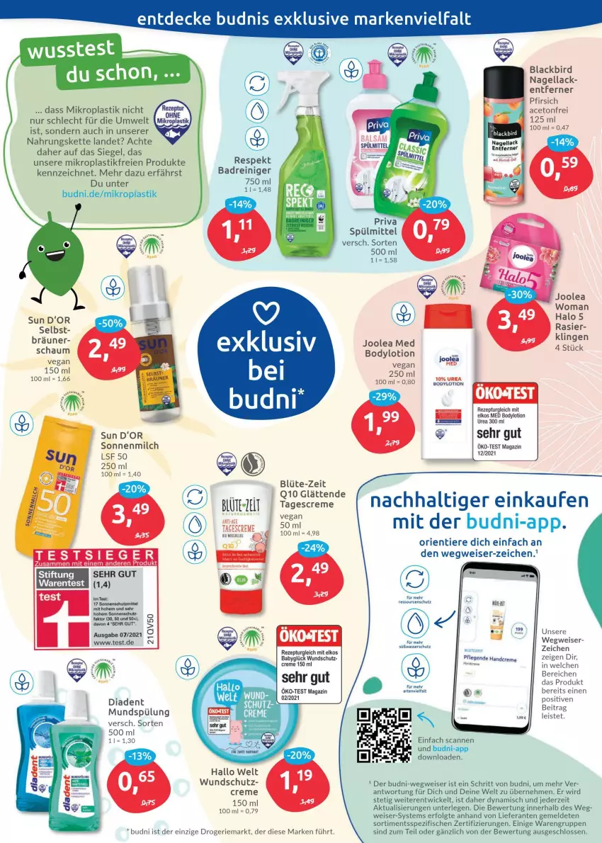 Aktueller Prospekt Budni - Prospekte - von 19.04 bis 23.04.2022 - strona 7 - produkty: aceto, asti, Bad, beere, Blüte, body, bodylotion, creme, decke, deit, eier, eis, elkos, fisch, fische, handcreme, Kette, lack, LG, Lotion, magazin, milch, mundspülung, Nagellack, nerf, pfirsich, Q10, reiniger, rezept, sonnenmilch, sonnenschutz, Spezi, spülmittel, spülung, tagescreme, Ti, Tiere, usb, wasser, WICK