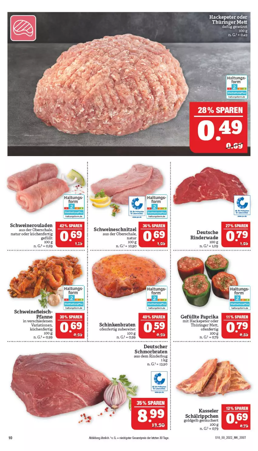 Aktueller Prospekt Marktkauf - Prospekt - von 11.12 bis 17.12.2022 - strona 10 - produkty: braten, eis, fleisch, gewürz, kasseler, küche, Küchen, Mett, natur, nero, Ofen, paprika, pfanne, reis, Ria, rind, rinder, ring, rouladen, Schal, Schale, schinken, schinkenbraten, schmorbraten, schnitzel, schwein, schweine, schweinefleisch, Schweineroulade, schweineschnitzel, Ti, wein, weine, ZTE