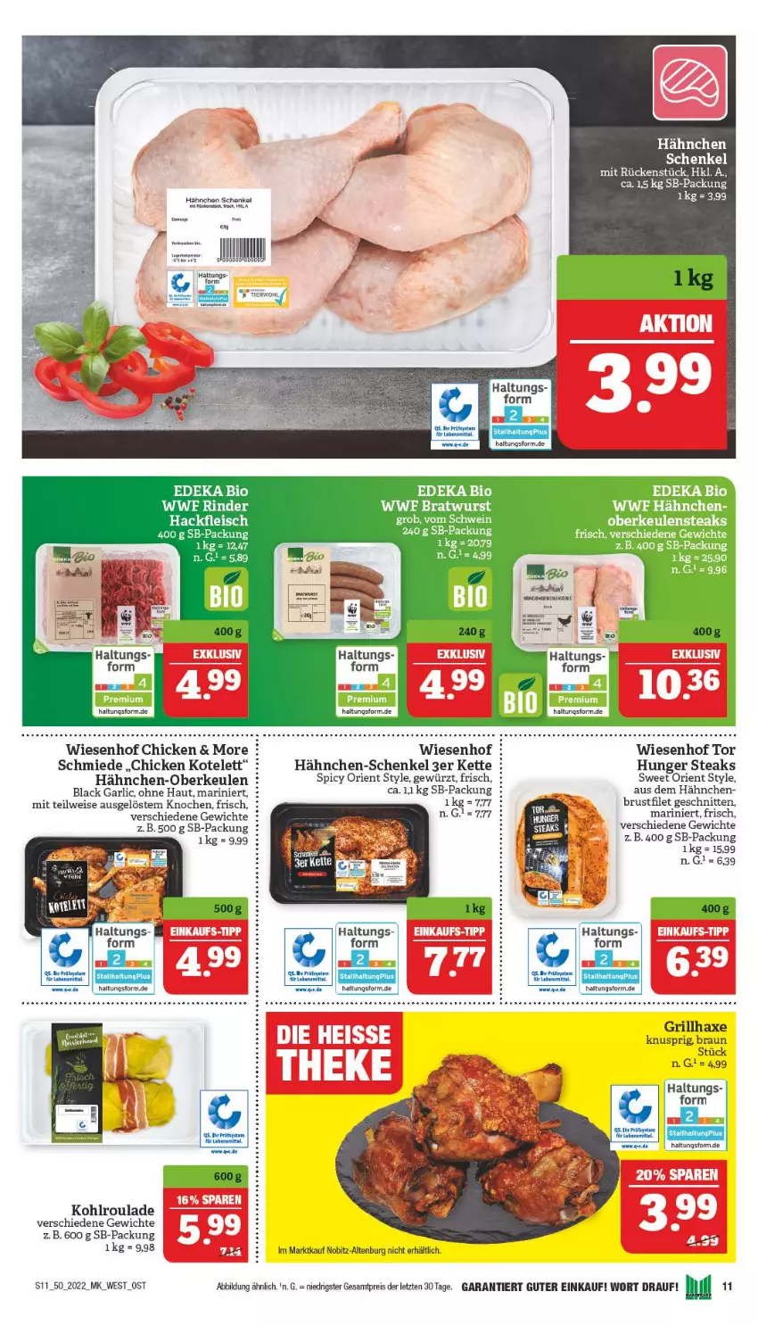 Aktueller Prospekt Marktkauf - Prospekt - von 11.12 bis 17.12.2022 - strona 11 - produkty: axe, bio, braun, brustfilet, deka, edeka bio, eier, eis, filet, fleisch, gewürz, grill, grillhaxe, hackfleisch, Hähnchen-Oberkeulen, hähnchen-schenkel, Haxe, henkel, Kette, kotelett, lack, leine, reis, rum, schenkel, schnitten, schwein, steak, steaks, tee, Ti, wein, wiesenhof, ZTE