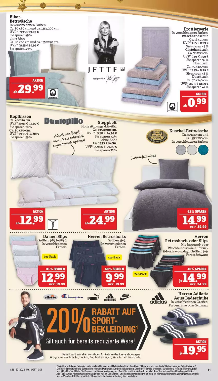 Aktueller Prospekt Marktkauf - Prospekt - von 11.12 bis 17.12.2022 - strona 41 - produkty: aqua, Bad, bett, bettwäsche, duni, duschtuch, eis, elle, handtuch, kissen, kleid, Kleidung, kopfkissen, Mode, reis, retroshorts, schuhe, shorts, slip, slips, socken, Sport, steppbett, tee, teller, Ti, tuc, waschhandschuh