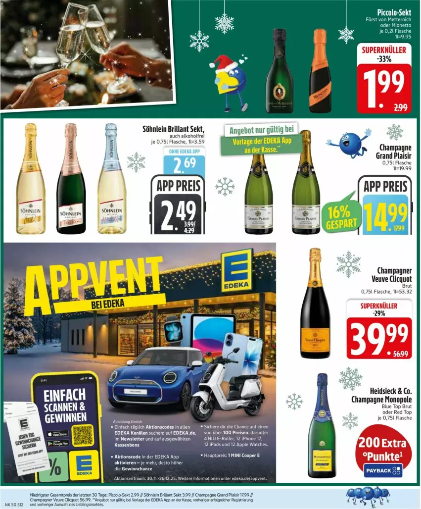 Aktueller Prospekt Edeka - Prospekte - von 08.12 bis 13.12.2025 - strona 14 - produkty: alkohol, angebot, brillant sekt, brut, champagne, champagner, deka, eis, flasche, LG, reis, sekt, söhnlein, söhnlein brillant, tee, Ti, ZTE
