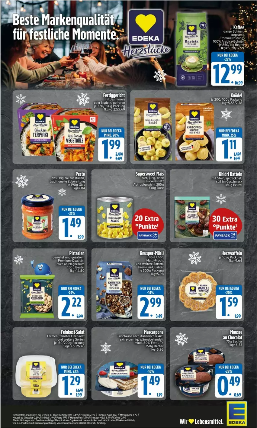 Aktueller Prospekt Edeka - Prospekte - von 08.12 bis 13.12.2025 - strona 2 - produkty: aeg, Becher, bohne, bohnen, cola, deka, eis, Elan, elle, ente, feinkost, gin, Knödel, lebensmittel, mac, magnesium, mascarpone, müsli, pistazien, reis, salat, salz, Ti, waffeln