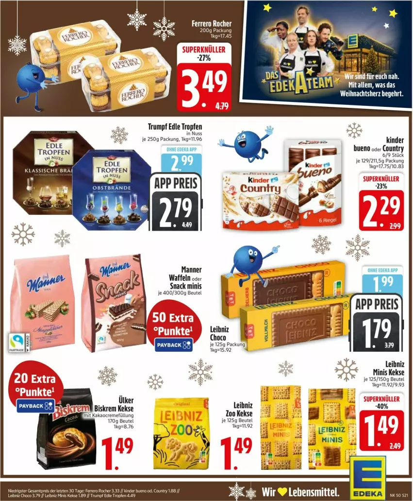 Aktueller Prospekt Edeka - Prospekte - von 08.12 bis 13.12.2025 - strona 23 - produkty: beutel, deka, ente, keks, kekse, Kinder, lebensmittel, leibniz, Manner, nuss, rum, snack, tee, waffeln