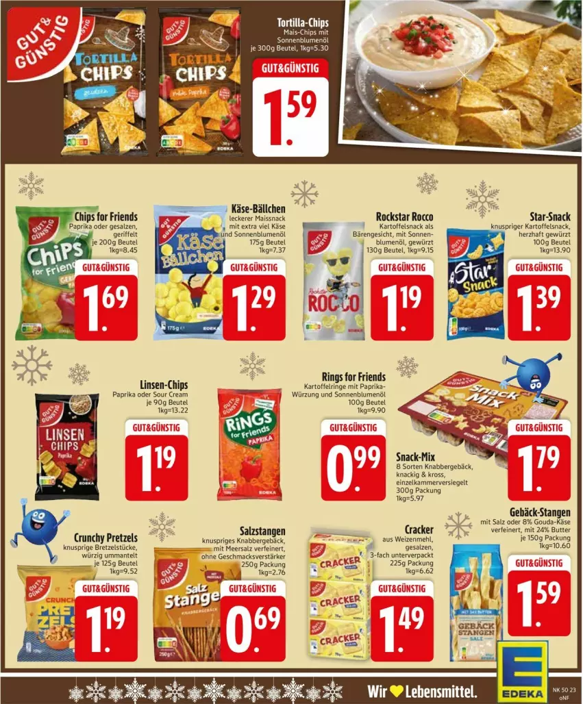 Aktueller Prospekt Edeka - Prospekte - von 08.12 bis 13.12.2025 - strona 25 - produkty: beutel, blume, blumen, blumenöl, butter, chips, cracker, deka, gewürz, gouda, kartoffel, Käse, linsen, mac, mais, Mantel, meersalz, mehl, mit paprika, paprika, Pretzel, ring, Rockstar, salz, Salzstange, Salzstangen, snack, sonnenblume, sonnenblumen, sonnenblumenöl, sour cream, Ti, weizenmehl