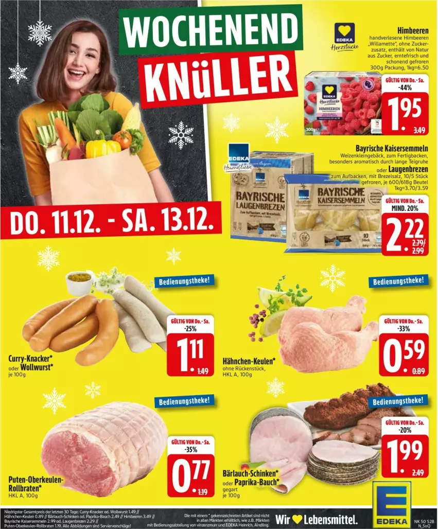 Aktueller Prospekt Edeka - Prospekte - von 08.12 bis 13.12.2025 - strona 30 - produkty: Bau, beere, beeren, beutel, braten, brezel, curry, himbeer, himbeere, himbeeren, Kaiser, Kaisersemmel, knacker, Mett, natur, paprika, pute, rollbraten, salz, schinken, Semmel, Ti, tisch, wurst, zucker