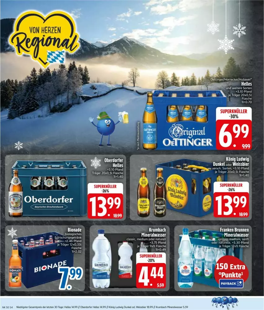 Aktueller Prospekt Edeka - Prospekte - von 08.12 bis 13.12.2025 - strona 6 - produkty: Alwa, bier, eis, elle, fisch, fische, flasche, krumbach, mineralwasser, natur, reis, rel, rum, tee, wasser, weissbier, ZTE