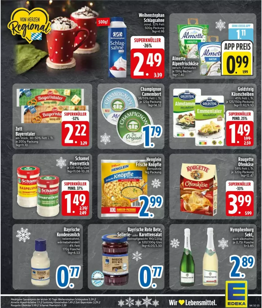 Aktueller Prospekt Edeka - Prospekte - von 08.12 bis 13.12.2025 - strona 7 - produkty: alkohol, Becher, elle, flasche, karotten, Käse, käsescheiben, lebensmittel, rote bete, salat, sekt, tee, Ti, weihenstephan