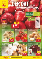 Gazetka promocyjna Netto Marken-Discount - Filial-Angebote - Gazetka - ważna od 24.06 do 24.06.2023 - strona 6 - produkty: asti, bestpreis, beutel, bio, biobio, braun, champignon, champignons, Datteln, discount, eis, ingwer, ndk, obst, reis, rispentomaten, Schal, Schale, Ti, tomate, tomaten, zwiebel, zwiebeln