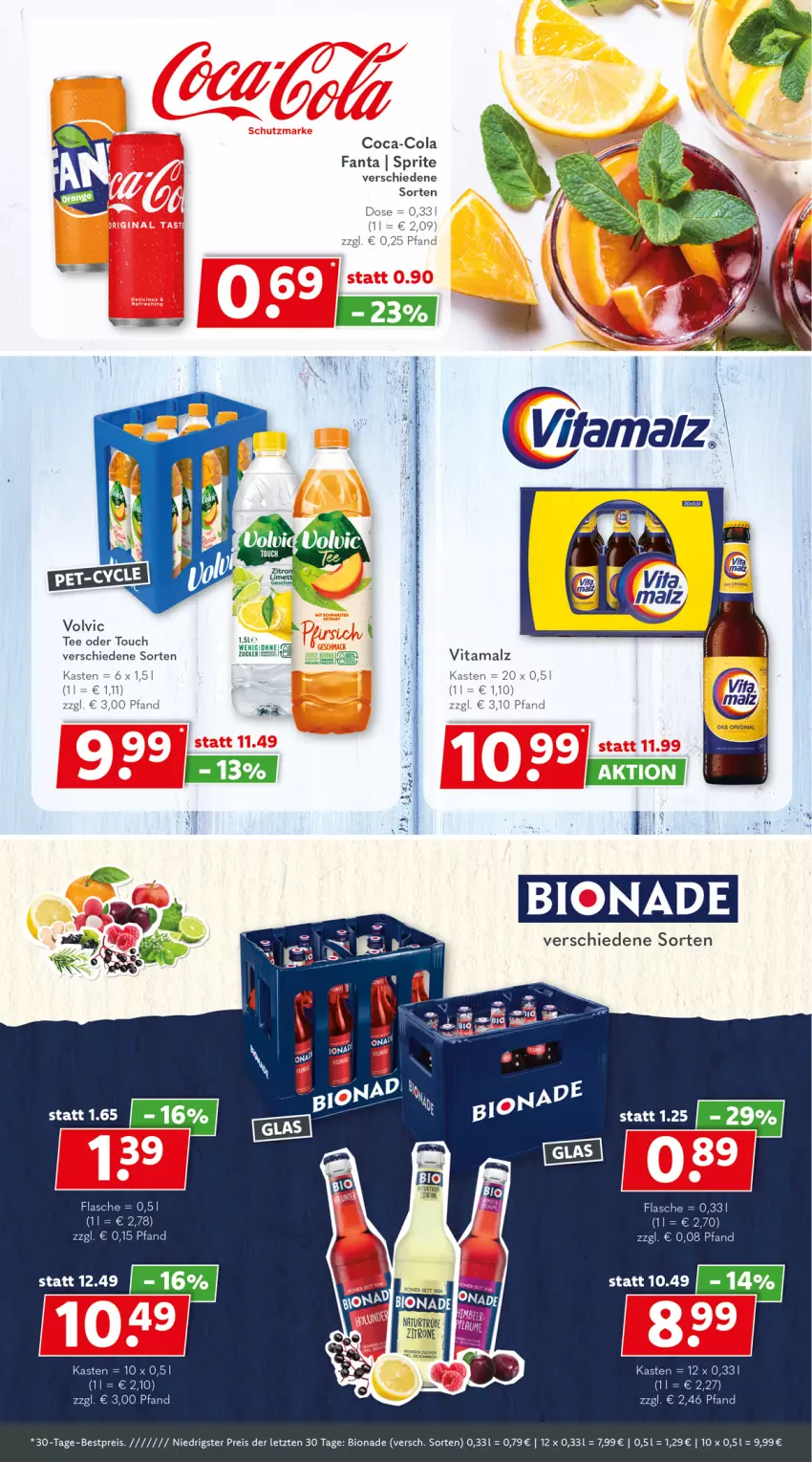 Aktueller Prospekt Getraenkeland - von 23.01 bis 04.02.2023 - strona 5 - produkty: bestpreis, bio, bionade, coca-cola, cola, eis, fanta, malz, reis, sprite, tee, Ti, vita, vitamalz, volvic, ZTE, zucker