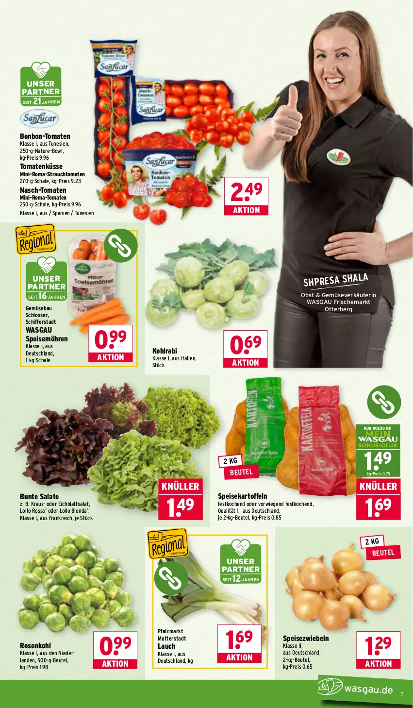 Aktueller Prospekt Wasgau - von 05.01 bis 10.01.2026 - strona 7 - produkty: Bau, beutel, bio, bunte salate, Eichblattsalat, eis, HP, kartoffel, kartoffeln, kohlrabi, möhren, natur, obst, Rauch, reis, resa, rosen, Rosenkohl, salat, salate, Schal, Schale, speisekartoffeln, speisemöhren, Speisezwiebeln, strauchtomaten, Ti, tomate, tomaten, zwiebel, zwiebeln
