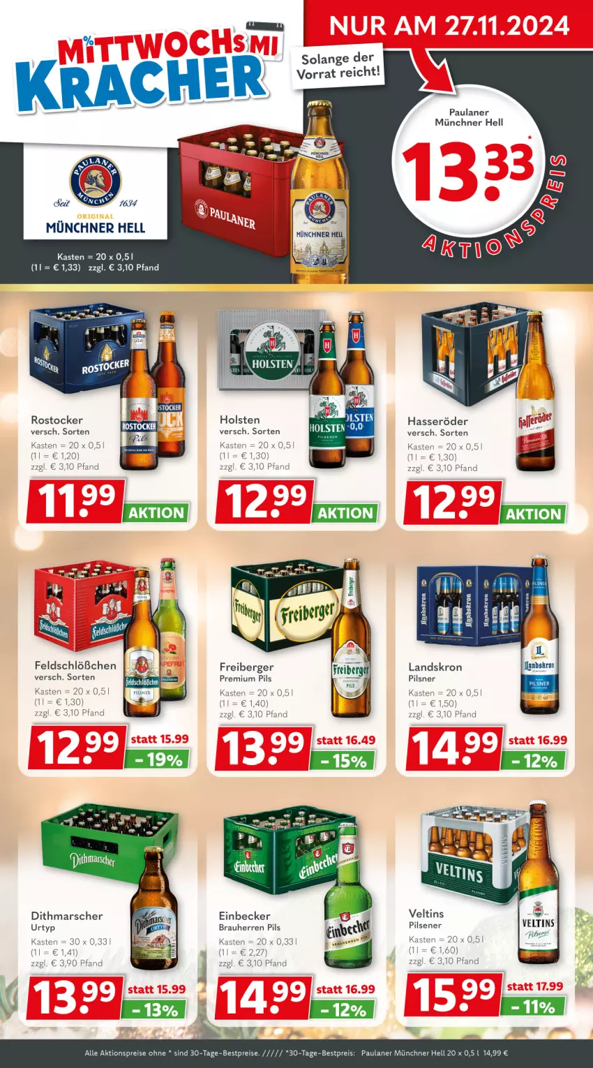 Aktueller Prospekt Getraenkeland - von 25.11 bis 07.12.2024 - strona 2 - produkty: aktionspreis, Berger, bestpreis, bestpreise, eis, Freiberger, hasseröder, mars, Paula, paulaner, pils, pilsener, pilsner, premium pils, reis, Rostocker, Ti, urtyp, veltins