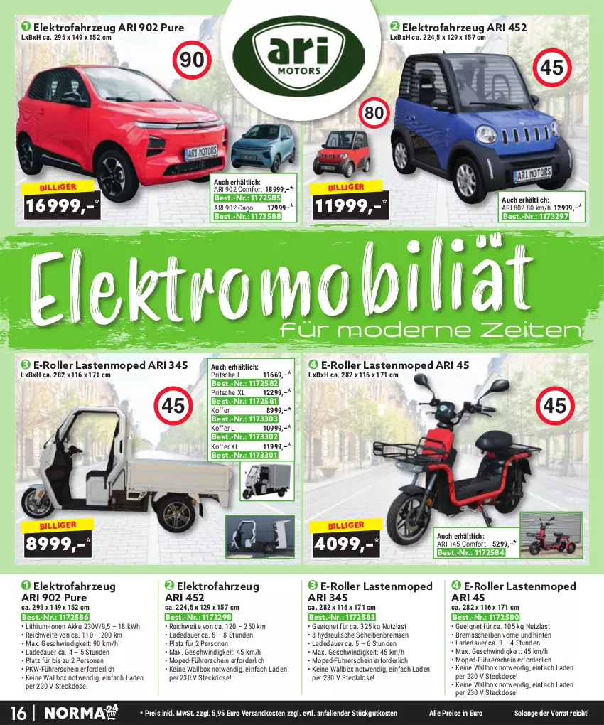 Aktueller Prospekt Norma - Norma - von 01.09 bis 30.09.2023 - strona 16 - produkty: akku, auer, E-Roller, eis, Elektro, koffer, Mode, ndk, reis, Roller, steckdose