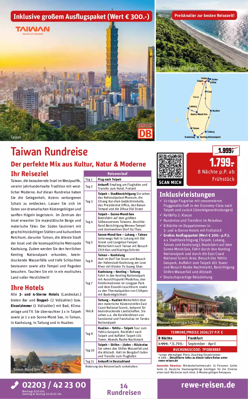 Aktueller Prospekt Rewe Reisen - Reiseprospekt - von 29.05 bis 26.06.2026 - strona 14 - produkty: Bad, buch, chia, decke, deutschsprachige reiseleitung, eis, elle, erde, HP, inklusivleistungen, Metro, Mode, natur, office, Pago, pril, rama, reifen, reis, reiseverlauf, rel, rum, rwe, Ti, tisch, uhr, wasser