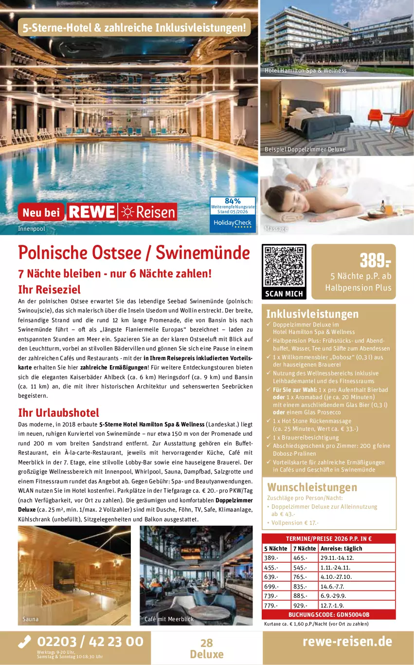 Aktueller Prospekt Rewe Reisen - Reiseprospekt - von 29.05 bis 26.06.2026 - strona 28 - produkty: angebot, auer, axe, Bad, Bademantel, Bau, bier, Brei, buch, dusche, ecco, eis, hering, Herings, inklusivleistungen, innenpool, Kaiser, küche, kühlschrank, kurtaxe, mab, Mantel, Mode, pool, pralinen, prosecco, reis, ring, säfte, salz, Schrank, tee, Ti, uhr, wasser, wellnessbereich, Whirlpool