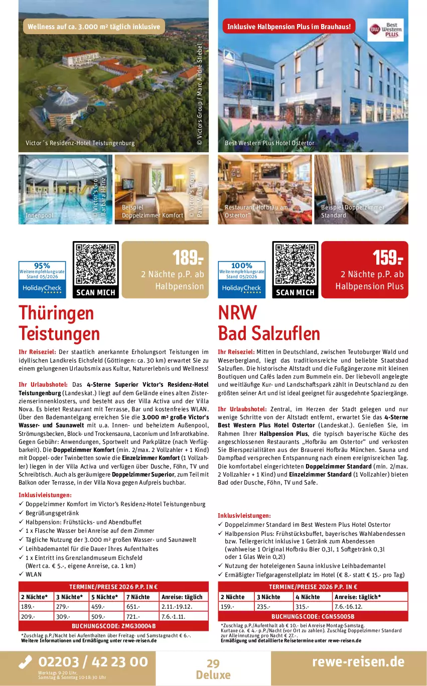 Aktueller Prospekt Rewe Reisen - Reiseprospekt - von 29.05 bis 26.06.2026 - strona 29 - produkty: activa, auer, axe, Bad, Bademantel, bett, Betten, bier, bierspezialitäten, buch, burger, dusche, eis, elle, flasche, getränk, gin, heinz, inklusivleistungen, innenpool, küche, kurtaxe, leine, LG, Liege, Mantel, natur, ndk, pool, reis, ring, salz, schreibtisch, Spezi, Sport, teller, Ti, tisch, uhr, wasser, wein, Weste, ZTE
