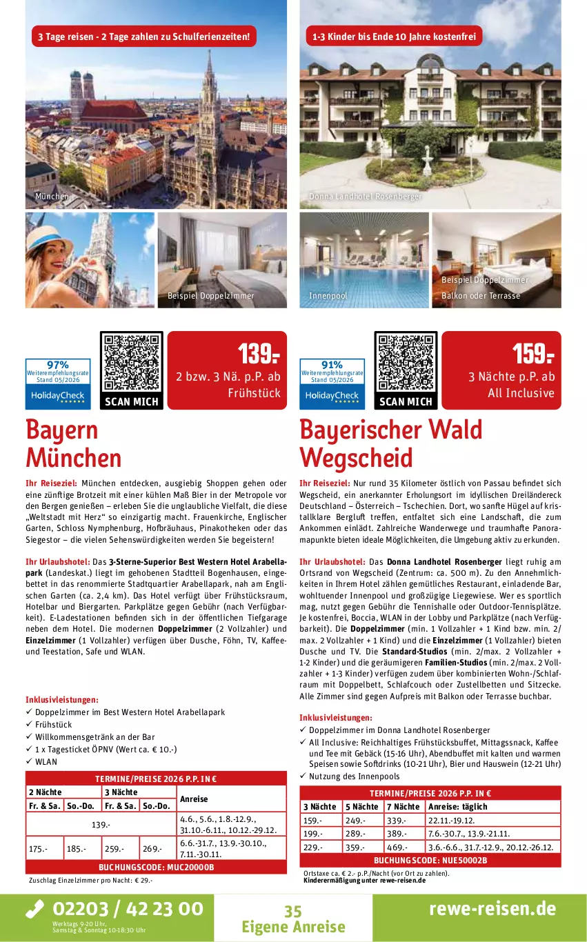 Aktueller Prospekt Rewe Reisen - Reiseprospekt - von 29.05 bis 26.06.2026 - strona 35 - produkty: axe, Berger, bett, Betten, bier, brot, buch, Couch, decke, drink, drinks, dusche, eis, erde, Garten, getränk, inklusivleistungen, innenpool, kaffee, Kinder, Liege, mac, Metro, Mode, pool, rama, reis, rosen, rum, rwe, snack, Sport, tee, Ti, uhr, wein, Weste