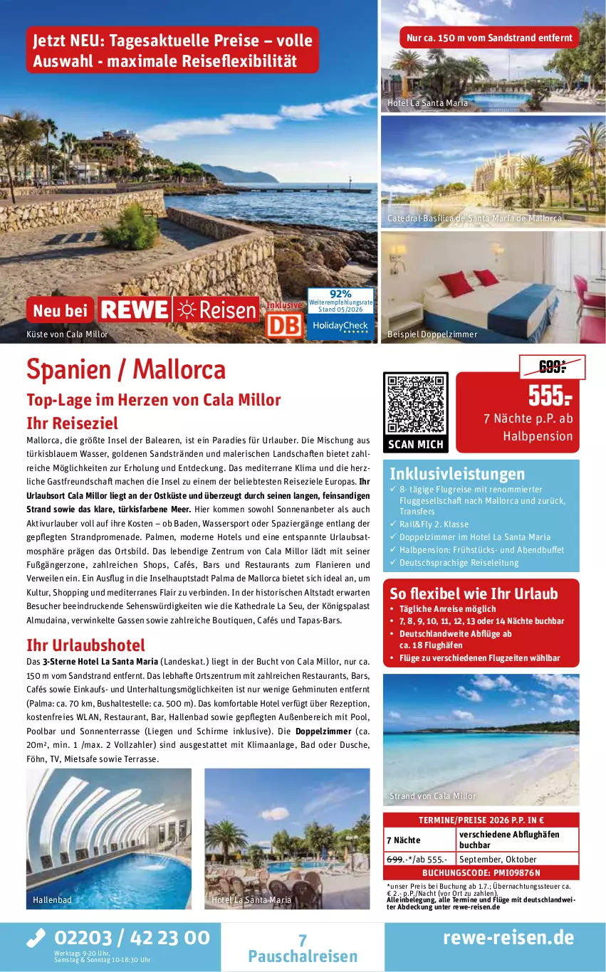 Aktueller Prospekt Rewe Reisen - Reiseprospekt - von 29.05 bis 26.06.2026 - strona 7 - produkty: Bad, binden, buch, deutschsprachige reiseleitung, dusche, eis, elle, ente, inklusivleistungen, Liege, mac, Mode, pool, reis, rezept, Ria, rum, rwe, Schal, schirme, Sport, Tapas, Ti, uhr, wasser, Wassersport