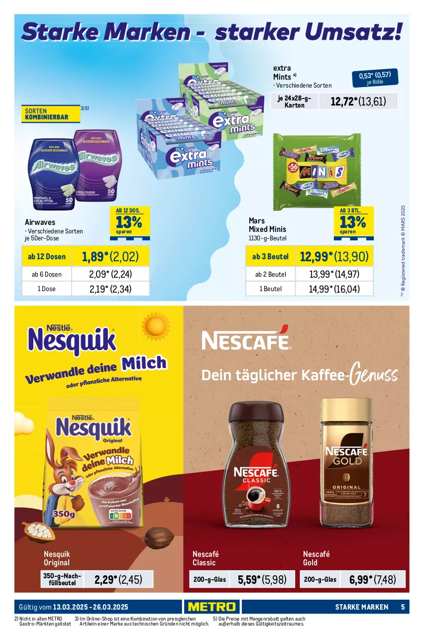 Aktueller Prospekt Metro - Starke Marken - von 13.03 bis 26.03.2025 - strona 5 - produkty: ACC, auer, beutel, eis, gin, mac, mars, Metro, mint, Mirácoli, Nescafé, nescafé gold, nesquik, pasta, Pasta Sauce, reis, sauce, saucen, spaghetti, Ti