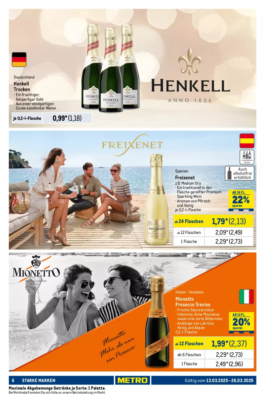 Aktueller Prospekt Metro - Starke Marken - von 13.03 bis 26.03.2025 - strona 6 - produkty: Absolut Vodka, ball, blended scotch, blended scotch whisky, cuvée, ecco, elle, ente, flasche, freixenet, frucht, getränk, getränke, henkel, henkell, Henkell Trocken, honig, irish whiskey, jameson, kaffee, Lakritz, likör, mionetto, mousse, Palette, pfirsich, prosecco, regal, scotch, scotch whisky, sekt, Ti, vodka, wein, weine, whiskey, whisky