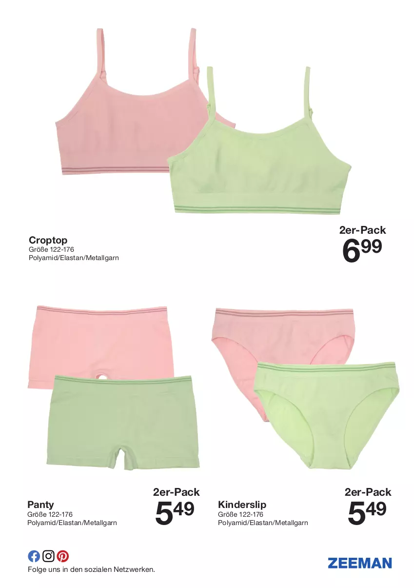 Aktueller Prospekt Zeeman - Prospekte - von 30.03 bis 12.04.2024 - strona 23 - produkty: Croptop, Kinder, LG, panty, slip