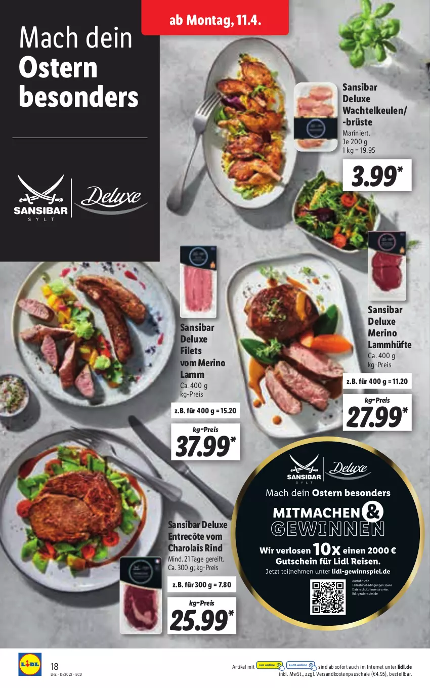 Aktueller Prospekt Lidl - Aktionsprospekt - von 11.04 bis 16.04.2022 - strona 18 - produkty: eis, entrecôte, filet, filets, lamm, mac, ndk, reis, rind, Schal, Schale, Ti