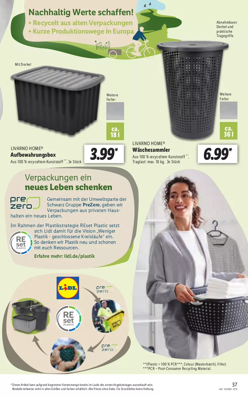 Aktueller Prospekt Lidl - Aktionsprospekt - von 11.04 bis 16.04.2022 - strona 37 - produkty: angebot, asti, aufbewahrungsbox, Clin, decke, Deckel, dell, eis, elle, Mode, reis, Ria, Ti, tisch, tragegriff, ZTE