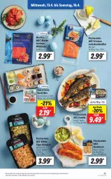 Gazetka promocyjna Lidl - Aktionsprospekt - Gazetka - ważna od 16.04 do 16.04.2022 - strona 43 - produkty: angebot, backfisch, eis, elle, filet, fisch, fische, Fischer, forelle, garnelen, lachs, reis, rel, Sushi, Ti, Wild, wildlachs, ZTE