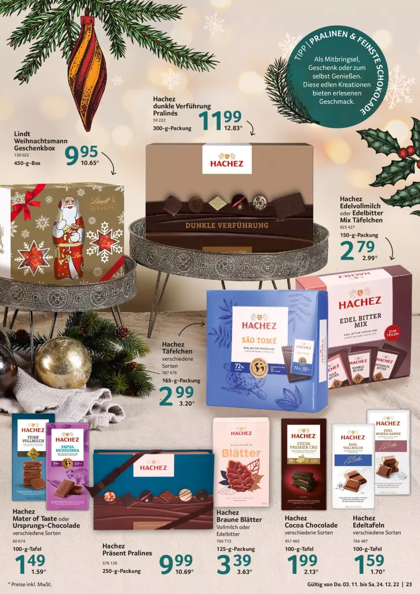 Aktueller Prospekt Selgros - Gourmet Highlights - von 03.11 bis 24.12.2022 - strona 23 - produkty: braun, cola, eis, Geschenkbox, lindt, mac, milch, reis, ring, Ti, vollmilch