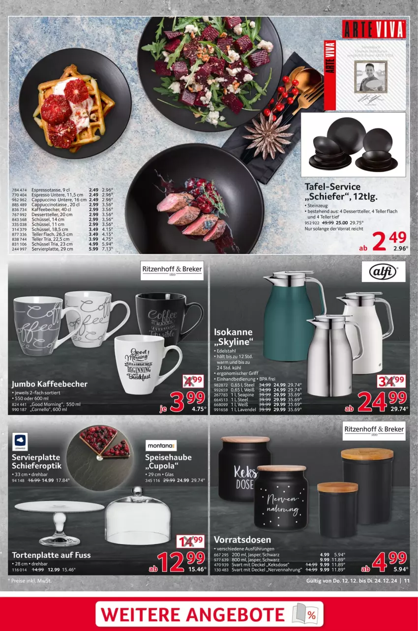 Aktueller Prospekt Selgros - Non Food - von 12.12 bis 24.12.2024 - strona 11 - produkty: Becher, Cap, cappuccino, cin, decke, Deckel, dessert, Dessertteller, eis, elle, espresso, jumbo, kaffee, kaffeebecher, keks, Keksdose, latte, lavendel, LG, Ria, schüssel, tasse, tee, teller, Ti, torte