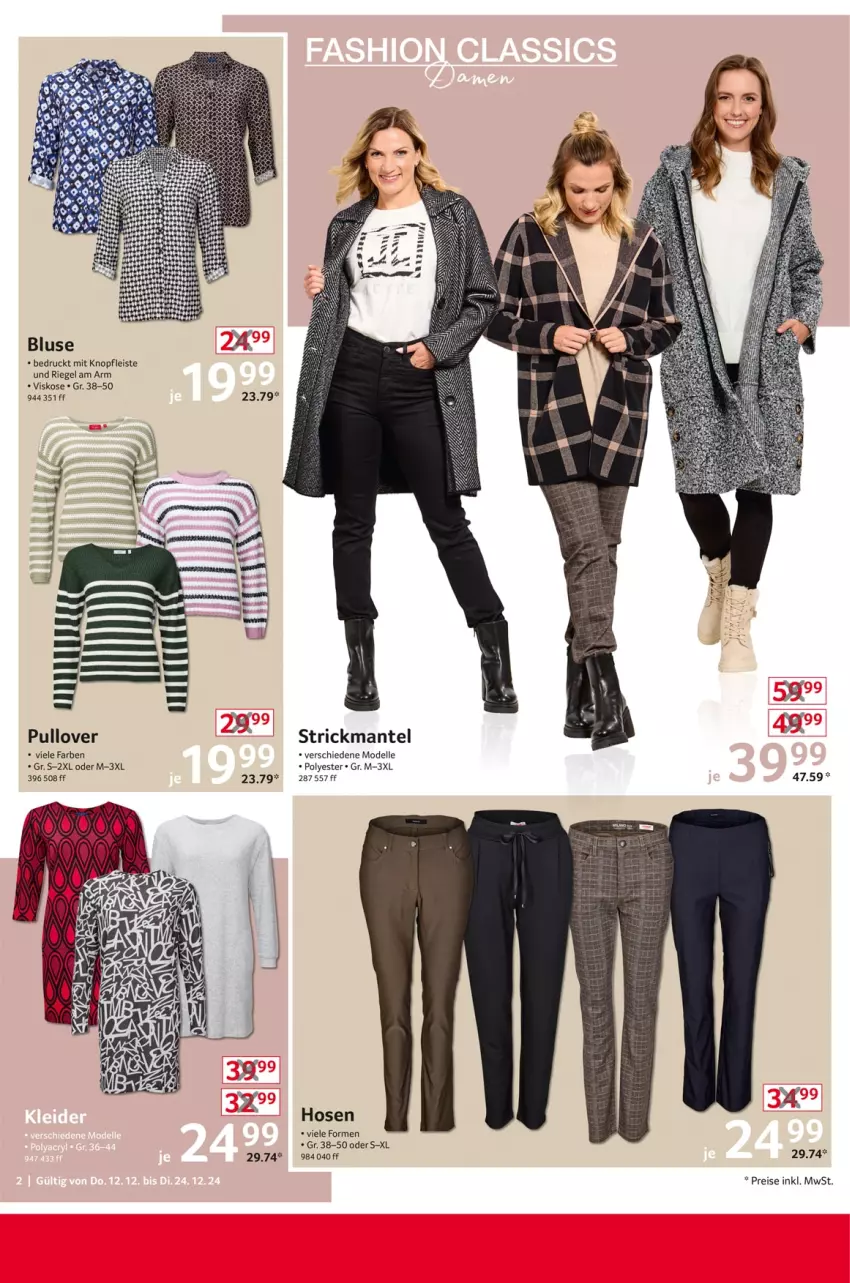 Aktueller Prospekt Selgros - Non Food - von 12.12 bis 24.12.2024 - strona 2 - produkty: bluse, dell, eis, elle, hose, hosen, Mantel, Mode, Pullover, reis, riegel