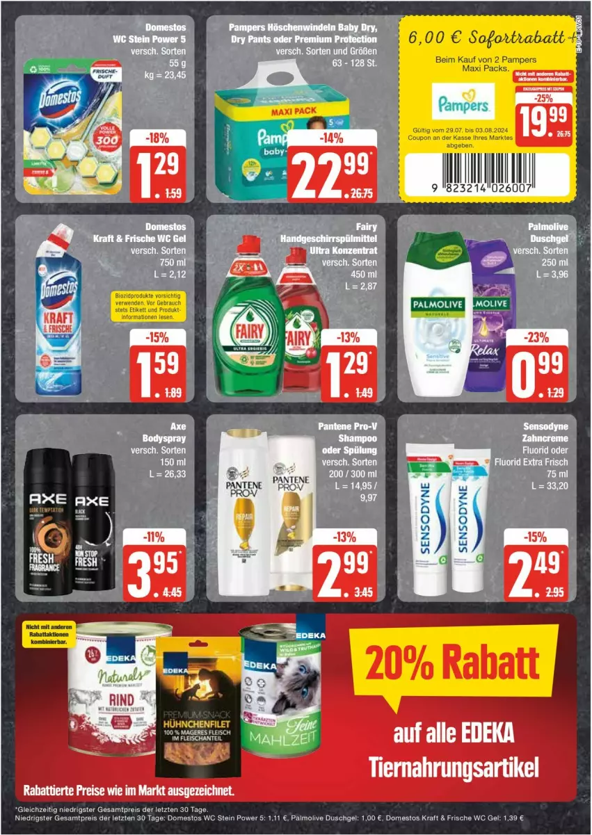 Aktueller Prospekt Edeka - Prospekte - von 29.07 bis 03.08.2024 - strona 19 - produkty: domestos, duschgel, eis, kraft, olive, palmolive, pampers, reis, sensodyne, Ti, tiernahrung, ZTE