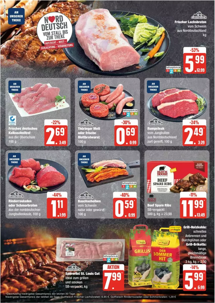 Aktueller Prospekt Edeka - Prospekte - von 29.07 bis 03.08.2024 - strona 8 - produkty: auer, braten, eis, elle, fleisch, grill, grill-holzkohle, gutfleisch, Holz, holzkohle, lachs, Lachsbraten, reis, rind, rinder, Rinderroulade, rinderrouladen, rouladen, schmorbraten, schwein, Ti, wein, ZTE