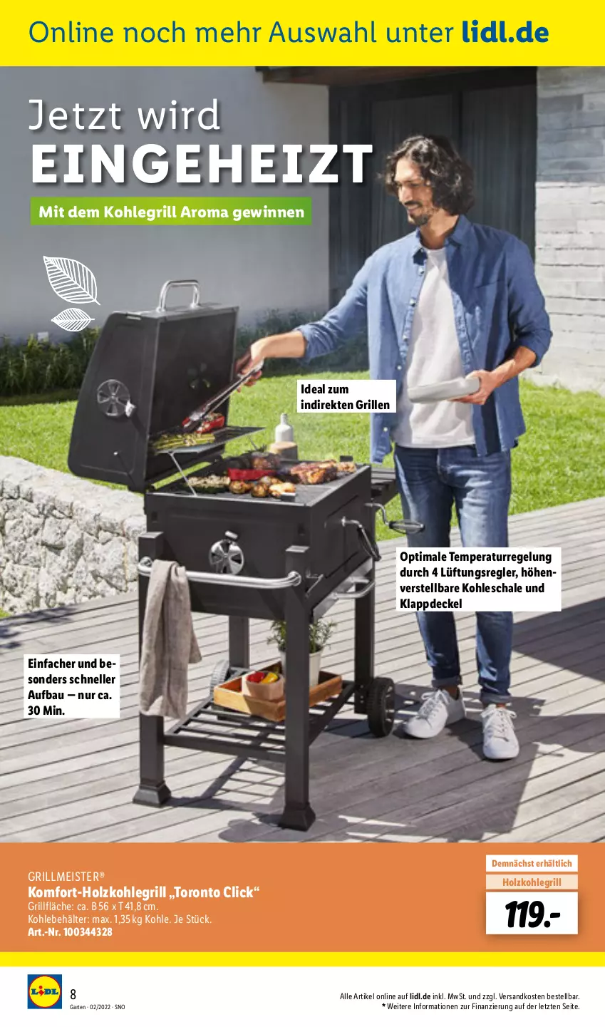 Aktueller Prospekt Lidl - Gartenmagazin 2022 - von 04.04 bis 15.05.2022 - strona 8 - produkty: Bau, Behälter, decke, Deckel, eis, elle, Garten, grill, grillfläche, Holz, holzkohle, holzkohlegrill, Kohlegrill, Meister, ndk, Schal, Schale, Ti, ZTE