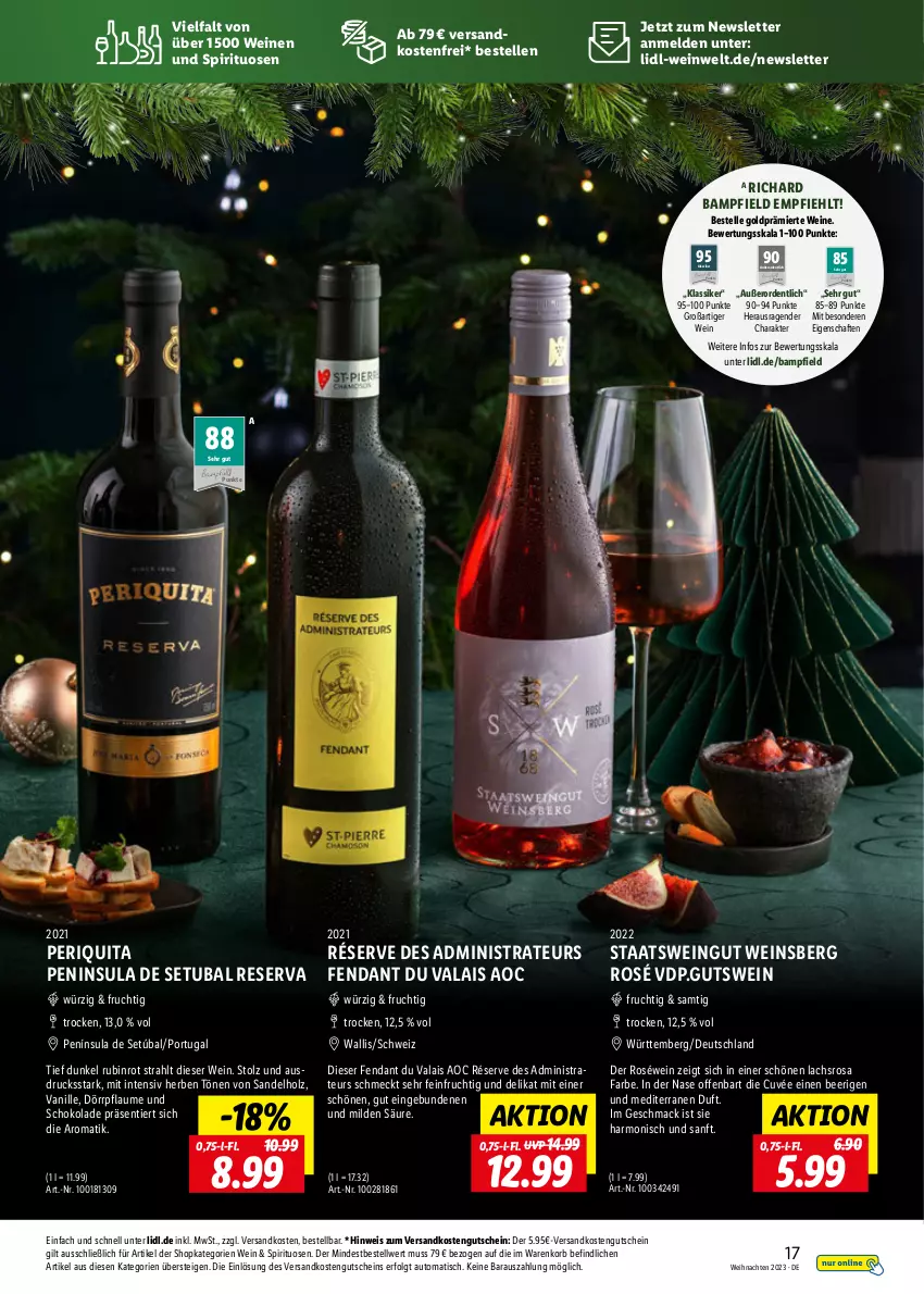 Aktueller Prospekt Lidl - Wein Entkorkt - von 09.11 bis 31.12.2023 - strona 17 - produkty: auto, cuvée, eis, elle, frucht, gutschein, Holz, korb, lachs, LG, mac, ndk, pflaume, roséwein, Rubin, schoko, schokolade, spirituosen, Ti, tisch, vanille, versandkostenfrei, weihnachten, wein, weine